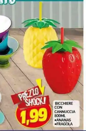 Risparmio Casa BICCHIERE CON CANNUCCIA 800ML •ANANAS •FRAGOLA offerta