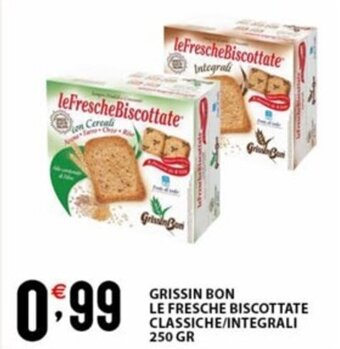 Sisa GRISSIN BON LE FRESCHE BISCOTTATE CLASSICHE/INTEGRALI 250 GR offerta