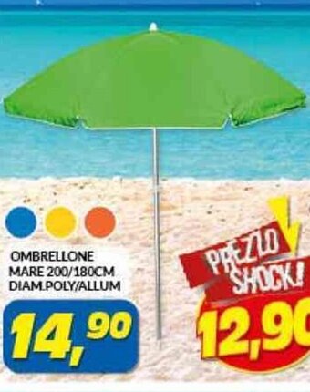 Risparmio Casa OMBRELLONE MARE 200/180CM DIAM.POLY/ALLUM offerta