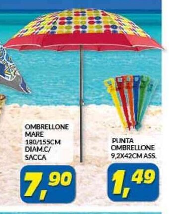 Risparmio Casa OMBRELLONE MARE 180/155CM DIAM.C/ SACCA offerta