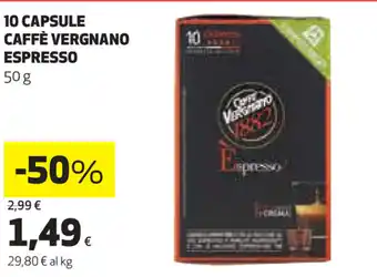 Coop Caffe Vergnano Espresso 10 Capsule 50g offerta