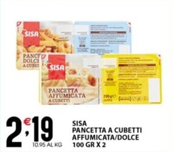 SISA PANCETTA A CUBETTI AFFUMICATA/DOLCE 100 GR X 2