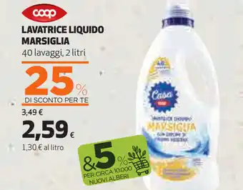 Coop Coop Lavatrice Liquido Marsiglia 40 lavaggi 2lt offerta