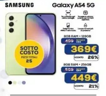 Euronics SAMSUNG Galaxy A54 5G 8GB RAM 128GB offerta