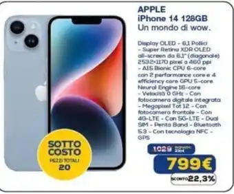 Euronics APPLE iPhone 14 128GB Un mondo di wow. offerta