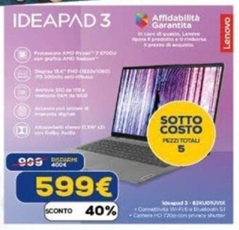 Euronics Lenovo IDEAPAD 3 offerta