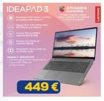 Euronics Lenovo IDEAPAD 3 offerta