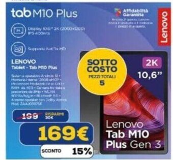 Euronics Lenovo Tablet-Tab M10 Plus offerta