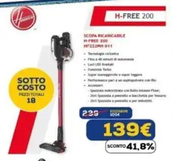 Euronics SCOPA RICARICABILE H-FREE 200 HF222MH 011 offerta