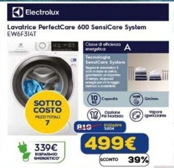 Euronics Electrolux Lavatrice PerfectCare 600 SensiCare System EW6F314T offerta
