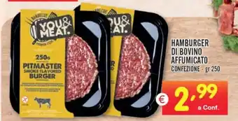 Centro Commerciale Discount HAMBURGER DI BOVINO AFFUMICATO CONFEZIONE-gr 250 offerta