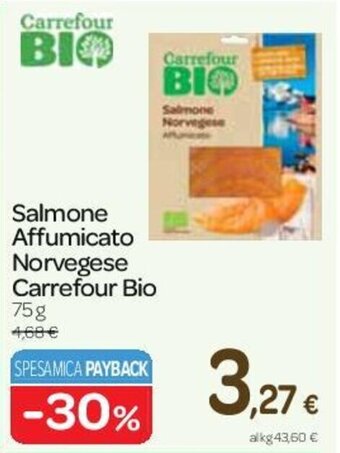 Carrefour Express Salmone Affumicato Norvegese Carrefour Bio 75 g offerta