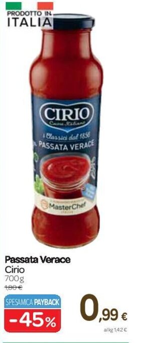 Carrefour Express Passata Verace Cirio 700 g offerta