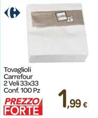 Carrefour Express Tovaglioli Carrefour 2 Veli 33x33 Conf. 100 Pz offerta