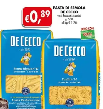 Coal De cecco pasta di semola offerta