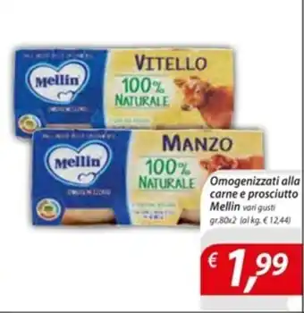Omogenizzati alla carne e prosciutto Mellin vari gusti gr.80x2