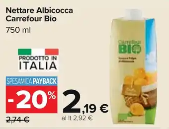 Carrefour Market Nettare Albicocca Carrefour Bio 750 ml offerta
