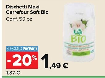 Dischetti Maxi Carrefour Soft Bio Conf. 50 pz