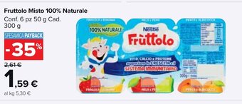 Carrefour Market Fruttolo Misto 100% Naturale Conf. 6 pz 50 g Cad. 300 g offerta