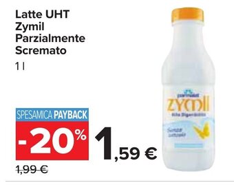 Carrefour Market Latte UHT Zymil Parzialmente Scremato 1 l offerta
