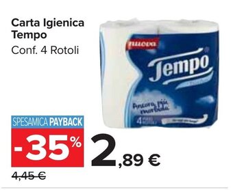 Carrefour Market Carta Igienica Tempo Conf. 4 Rotoli offerta