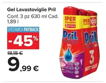 Carrefour Market Gel Lavastoviglie Pril Conf. 3 pz 630 ml Cad. 1,89 l offerta