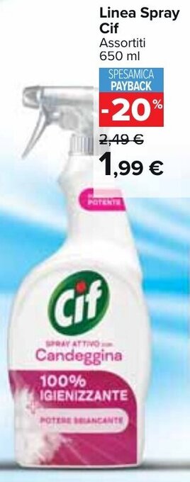 Carrefour Market Linea Spray Cif Assortiti 650 ml offerta