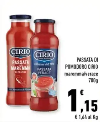Conad Margherita PASSATA DI POMODORO CIRIO maremma/verace 700g offerta