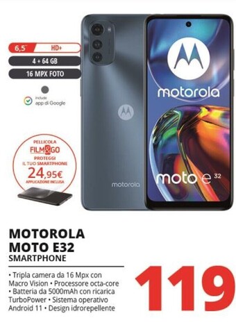 Comet Motorola moto e32 16,5 cm (6.5) doppia sim android 11 4g usb tipo-c 4 gb 64 gb 5000 mah grigio offerta