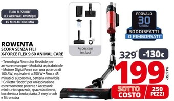 Comet Rowenta scopa senza fili x-force flex 9.60 animal care offerta