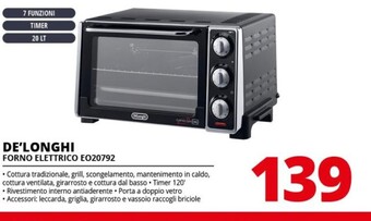 Comet De longhi forno elettrico eo20792 offerta