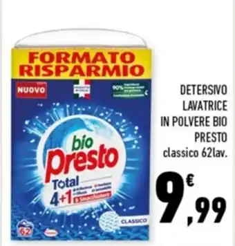 Conad Margherita DETERSIVO LAVATRICE IN POLVERE BIO PRESTO classico 62lav. offerta
