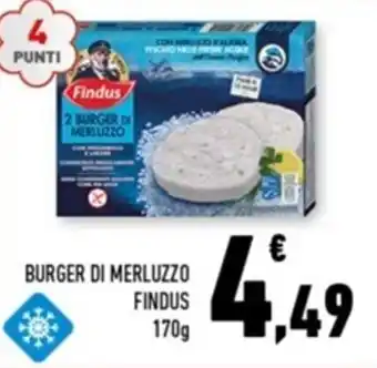 Conad Margherita BURGER DI MERLUZZO FINDUS 170g offerta