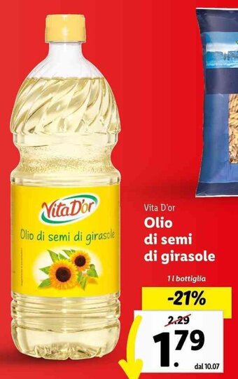 Lidl Vita D'or Olio di semi di girasole 1 L bottiglia offerta