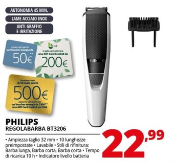 Comet Philips regolabarba bt3206 offerta