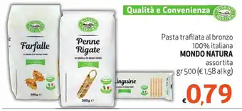 Spak Supermercati Pasta trafilata al bronzo 100% italiana MONDO NATURA assortita gr 500 offerta