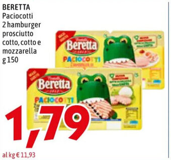 MEGA BERETTA Paciocotti 2 hamburger prosciutto cotto, cotto e mozzarella g 150 offerta