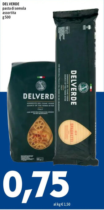 MEGA DEL VERDE pasta di semola assortita g 500 offerta