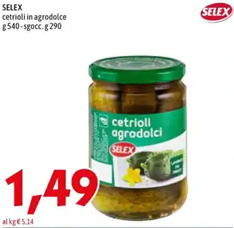 MEGA SELEX cetrioli in agrodolce g 540-sgocc.g 290 offerta