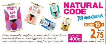 Pet Store Conad NATURAL CODE Alimento umido completo per cani adulti 400 g offerta