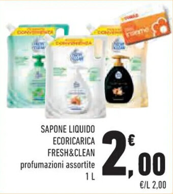 SAPONE LIQUIDO ECORICARICA FRESH&CLEAN profumazioni assortite 1 L