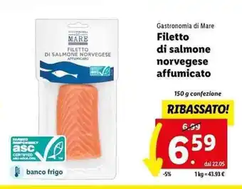 Lidl Gastronomia di Mare Filetto di salmone norvegese affumicato 150 g confezione offerta