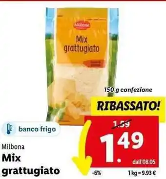 banco frigo Milbana Mix grattugiato 150 g confezione