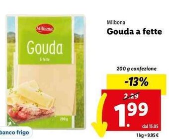 Lidl Milbona Gouda a fette 200 g confezione offerta