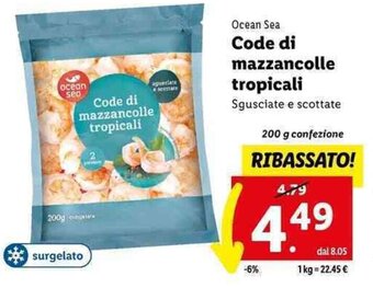 Lidl Ocean Sea Code di mazzancolle tropicali 200 g confezione offerta