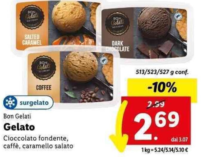 Bon Gelati Gelato Cioccolato fondente, caffè, caramello salato 513/523