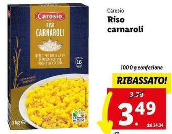 Lidl Carosio Riso carnaroli 1000 g confezione offerta
