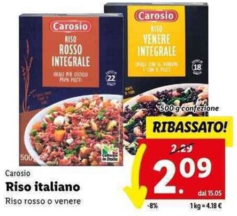 Lidl Carosio Riso italiano 500 g confezione offerta