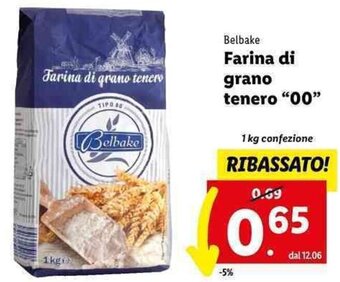 Lidl Belbake Farina di grano tenero "00" 1 kg confezione offerta