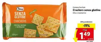 Lidl Certossa free from Crackers senza glutine Olio e rosmarino 200 g confezione offerta
